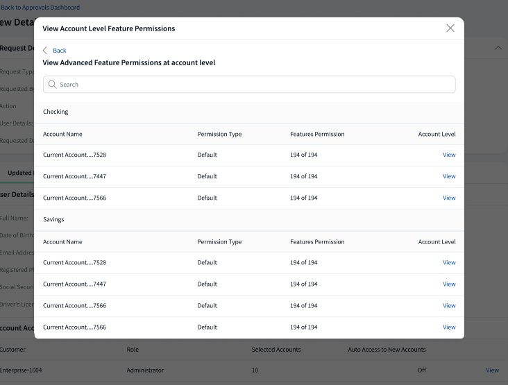 Account Level Feature Permissions